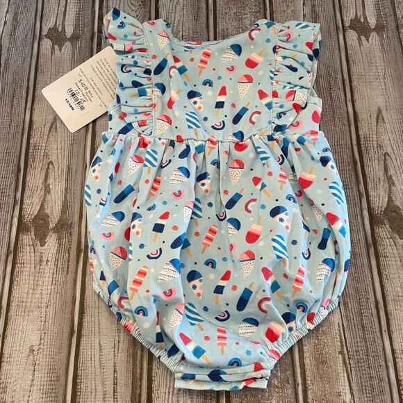 Ollie Jay Sweet Freedom Summer American Patriotic Romper 12/18 Months - Picture 3 of 5